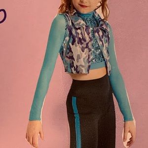 Weissman blue sparkle camo hip hop top XLC